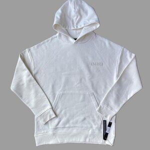 Amiri Embroidered Logo Hoodie Off-White Cotton Pullover Sweatshirt XL